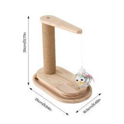 Living And Home Natural Wood Colour Interactive Cat Scratching Post With Treat Dispenser - thumbnail 6