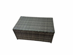 Fimous Patio Sofa Oblong Coffee Table Set Rattan Garden Furniture Set With 2 Chairs Big Stool Dark Grey Mixed - thumbnail 3