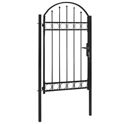 Berkfield Elegant Fence Gate With Arched Top Steel 100X175 Cm Black - image 1