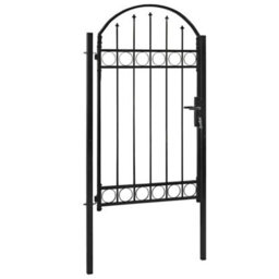 Berkfield Elegant Fence Gate With Arched Top Steel 100X175 Cm Black