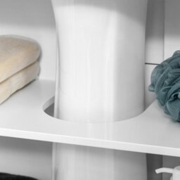 Kleankin Bathroom Pedestal Under Sink Cabinet With Storage Shelf, 2 Doors, White - thumbnail 9