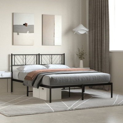 Berkfield Metal Bed Frame With Headboard Black 150X200 Cm - image 1