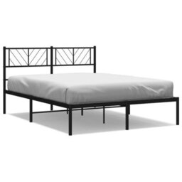 Berkfield Metal Bed Frame With Headboard Black 150X200 Cm - thumbnail 2
