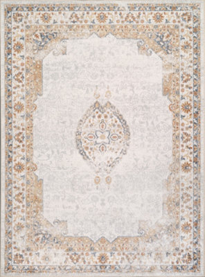 Livabliss Lillian-Washable Grey Brown Blue Green Traditional Vintage Boho Living Dining Rug 160 X 213 Cm Easy Care, Non Shedding - image 1