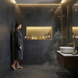 ARKO BATHROOM Arko Stainless Steel Shower Niche With Led Light Wall Insert, Bathroom Shower Storage Shelf, Beass - thumbnail 8