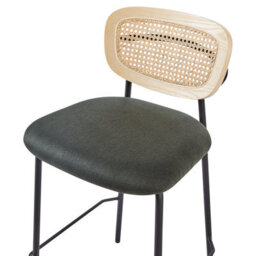 Wyld And Coco Viennese Rattan Bar Chairs Set Of 2 With Dark Green Upholstery, W45 X D43 X H90Cm - thumbnail 7