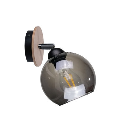 Luminosa Lighting Luminosa Yuno Dome Wall Lamp Wood, Black, 15Cm, 1X E27