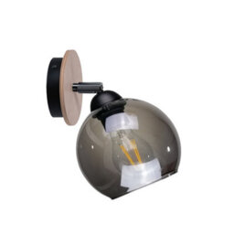Luminosa Lighting Luminosa Yuno Dome Wall Lamp Wood, Black, 15Cm, 1X E27