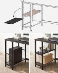 Songmics Computer Table Desk With 2 Shelves Left Or Right Work Table For The Office Living Room Steel Frame Industrial Black - thumbnail 4