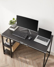 Songmics Computer Table Desk With 2 Shelves Left Or Right Work Table For The Office Living Room Steel Frame Industrial Black - thumbnail 5