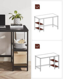 Songmics Computer Table Desk With 2 Shelves Left Or Right Work Table For The Office Living Room Steel Frame Industrial Black - thumbnail 3