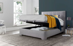 Europa Kaydian Falstone Ottoman Storage Bed: Classic Grey Fabric Upholstered Design With Hidden Storage - thumbnail 2
