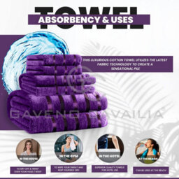 Gc Gaveno Cavailia 3 Piece Kensington Bath Sheet 80X140 Aubergine 500 Gsm Quick Dry & Water Absorbent Towel - thumbnail 5