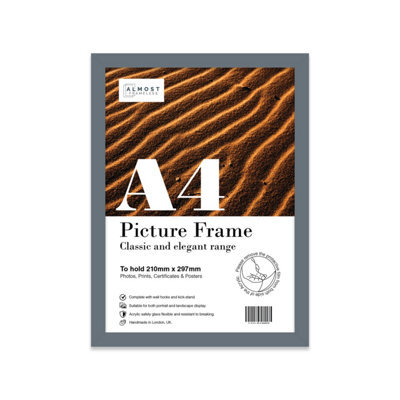 A4 Grey Picture Frame Fits A4 (21 X 29.7Cm - 8.3 X 11.7In) Poster, Photo, Artwork, Or Print. - image 1
