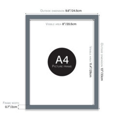A4 Grey Picture Frame Fits A4 (21 X 29.7Cm - 8.3 X 11.7In) Poster, Photo, Artwork, Or Print. - thumbnail 2