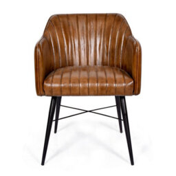 Real Genuine Leather Kitchen Dining Chair Tan Brown 76Cm High X 54Cm Wide X 61Cm Seat Height 49Cm Deep Only Legs To Attach - thumbnail 2