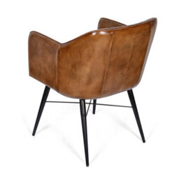 Real Genuine Leather Kitchen Dining Chair Tan Brown 76Cm High X 54Cm Wide X 61Cm Seat Height 49Cm Deep Only Legs To Attach - thumbnail 3