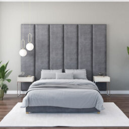 Aspire 45Cm X 210Cm Large Upholstered Headboard Wall Panel, Plush Velvet Steel - thumbnail 4