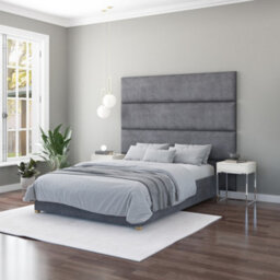 Aspire 45Cm X 210Cm Large Upholstered Headboard Wall Panel, Plush Velvet Steel - thumbnail 3