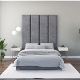 Aspire 45Cm X 210Cm Large Upholstered Headboard Wall Panel, Plush Velvet Steel - thumbnail 2
