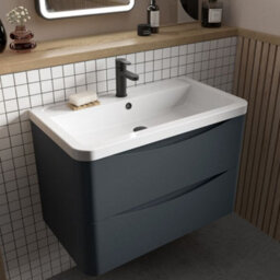 Dezine Thames 800mm 2 Drawer Satin Anthracite Wall Hung Vanity Unit