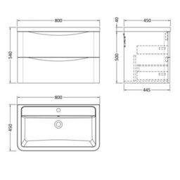Dezine Thames 800mm 2 Drawer Satin Anthracite Wall Hung Vanity Unit - thumbnail 3