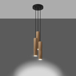 Sollux Lighting Lino Wood Natural 3P Light Classic Pendant Ceiling Light - thumbnail 2