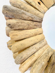 My Square Mile Driftwood Round Mirror Bathroom Hallway Rustic Wooden Wall Hanging Mirror With Easy Hang Pre Attached Hooks (40Cm) - thumbnail 2