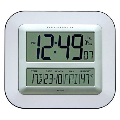 Youshiko Jumbo Lcd Radio Controlled Wall Clock With Temperature And Humidity Display Yc8050 - image 1
