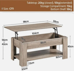 Wooden Coffee Table With Storage Lift Up Top And Shelf For Living Room, Gray - thumbnail 4