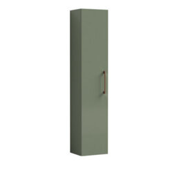 Balterley Bramshall Modern Bathroom 1 Soft Close Door Wall Hung Tall Storage Unit, Satin Green With Copper Handle, 300 mm - thumbnail 1
