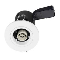 CED Fixed Trim Fire Rated Downlight - Gu10 Lamp Holder, Fast-Fix Connector, Twist-And-Lock White Bezel Finish (Ip20) - thumbnail 1