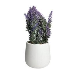 Artificial Lavender Plant Decor In White Ceramic Pot 26Cm - thumbnail 2