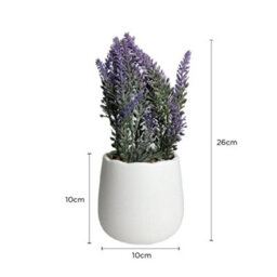 Artificial Lavender Plant Decor In White Ceramic Pot 26Cm - thumbnail 3