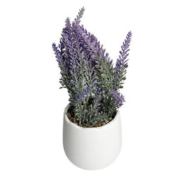 Artificial Lavender Plant Decor In White Ceramic Pot 26Cm - thumbnail 6