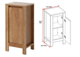 Impact Furniture Freestanding Bathroom Cabinets Furniture Set 600mm Vanity Sink Unit Tall Slim Storage Cabinet And Wall Shelf Oak Effect Classic - thumbnail 6