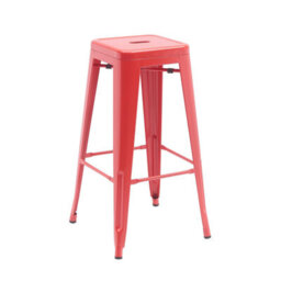"Fwstyle Bistro Metal Bar Stools Set Of 4 30"" Red Gloss Galvanised Steel Indoor & Outdoor Ready Assembled" - thumbnail 4