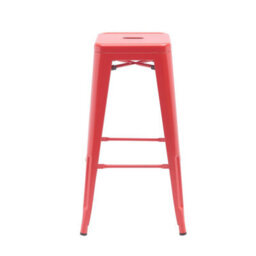 "Fwstyle Bistro Metal Bar Stools Set Of 4 30"" Red Gloss Galvanised Steel Indoor & Outdoor Ready Assembled" - thumbnail 5
