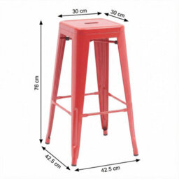 "Fwstyle Bistro Metal Bar Stools Set Of 4 30"" Red Gloss Galvanised Steel Indoor & Outdoor Ready Assembled" - thumbnail 6