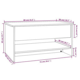 Berkfield Coffee Table Smoked Oak 80X50X40 Cm Engineered Wood - thumbnail 9