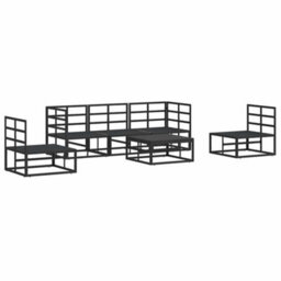 Berkfield Garden Sofa Set With Cushion 6 Pcs Black Aluminium - thumbnail 8