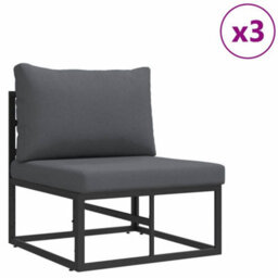 Berkfield Garden Sofa Set With Cushion 6 Pcs Black Aluminium - thumbnail 3