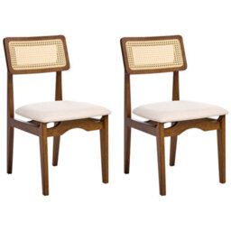 Beliani Set Of 2 Dining Chairs Rubonia Wood Dark Brown - thumbnail 1