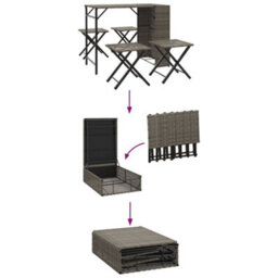 Berkfield 5 Piece Garden Dining Set Foldable Grey Poly Rattan - thumbnail 8