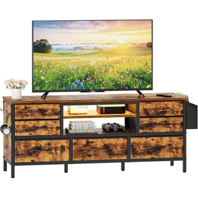 Tv Cabinet Stand 55 Inch Rgb Led Lighted Industrial Storage With 7 Drawers - image 1