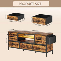 Tv Cabinet Stand 55 Inch Rgb Led Lighted Industrial Storage With 7 Drawers - thumbnail 2