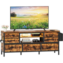 Tv Cabinet Stand 55 Inch Rgb Led Lighted Industrial Storage With 7 Drawers - thumbnail 1