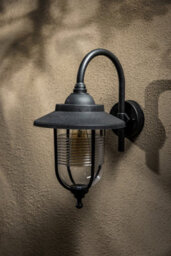 CGC Lighting Cgc Curved Black Outdoor Wall Lantern Fishermans Style Light Garden Porch Lamp Ip44 Weatherproof Polycarbonate E27 Standard Screw - thumbnail 4