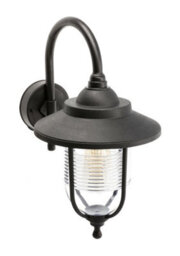 CGC Lighting Cgc Curved Black Outdoor Wall Lantern Fishermans Style Light Garden Porch Lamp Ip44 Weatherproof Polycarbonate E27 Standard Screw - thumbnail 6