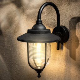 CGC Lighting Cgc Curved Black Outdoor Wall Lantern Fishermans Style Light Garden Porch Lamp Ip44 Weatherproof Polycarbonate E27 Standard Screw - thumbnail 1